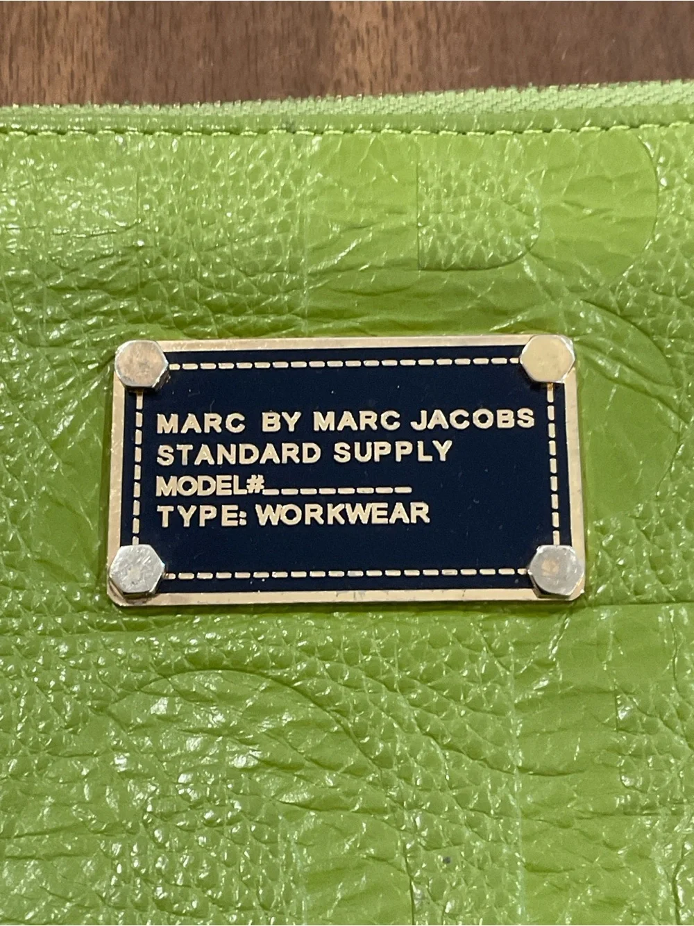 Marc by Marc Jacobs Bright Lime Green Leather Zip Wristlet pouch bag